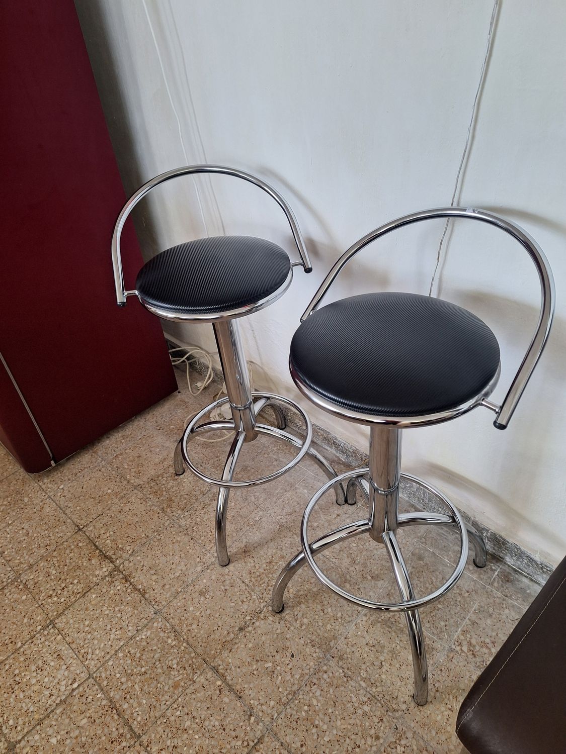 2db-os bárszék szettben krómozott fém/ műbőr