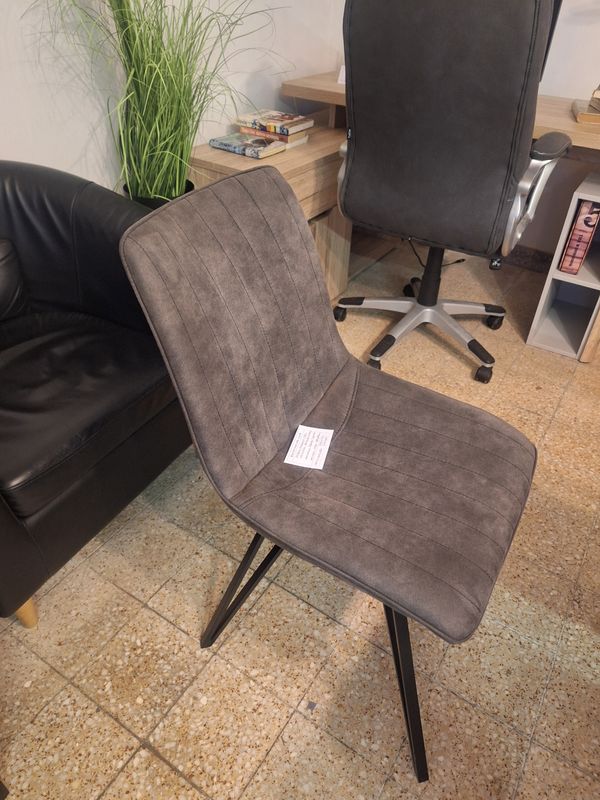 Modern szürke szövet fém lábú masszív étkezőszékek