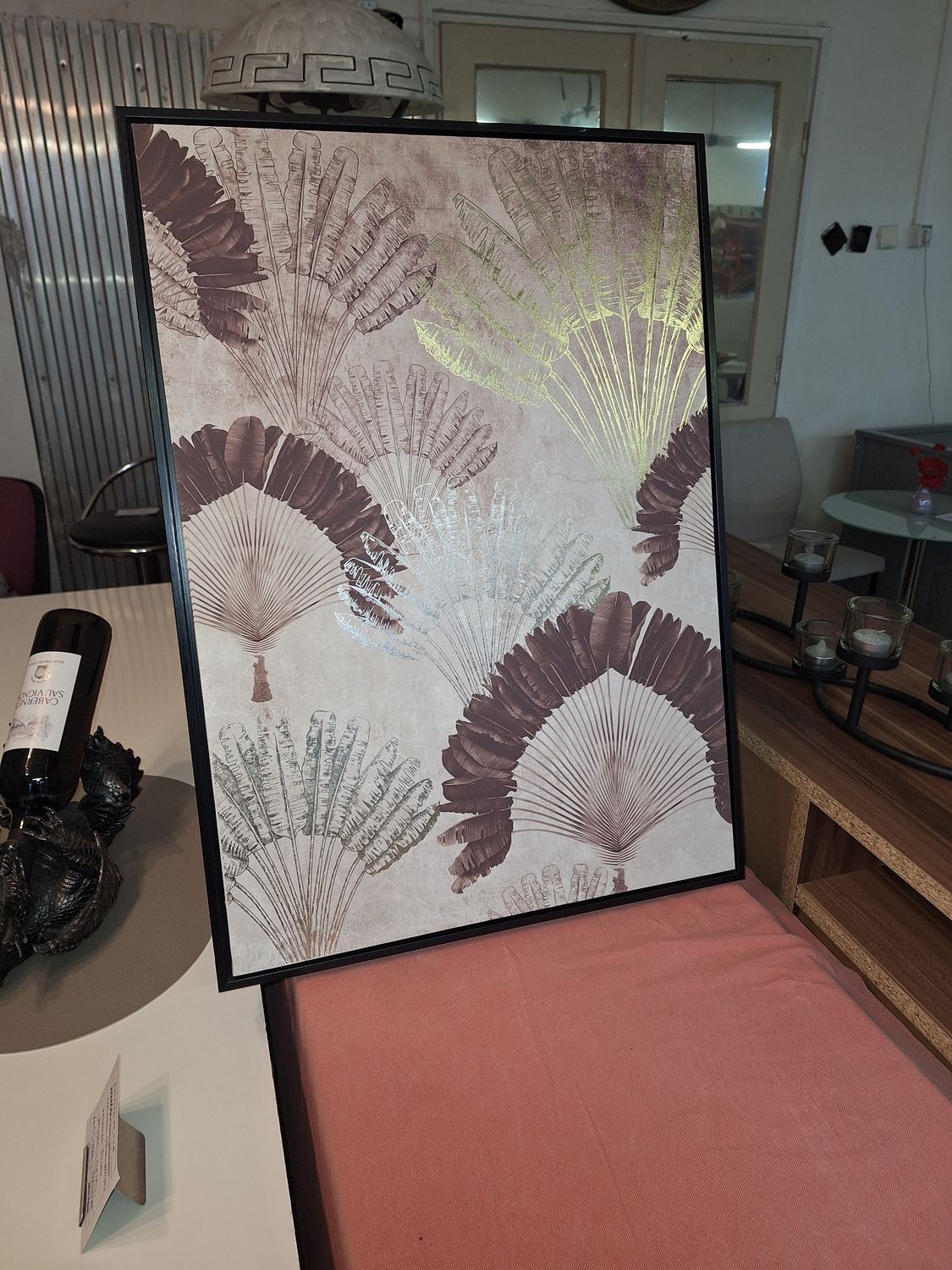 Aranymintás pálma leveles fali kép 50x70cm Aranymintás pálma leveles fali kép 50x70cm