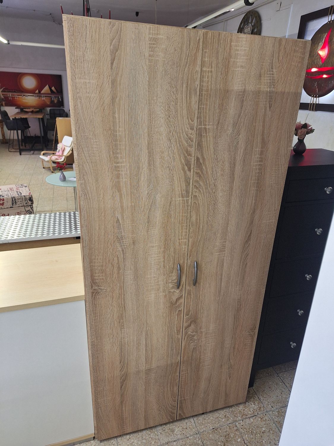 2 ajtós 1 polcos akasztós sonoma tölgyfamintás ruhás szekrény