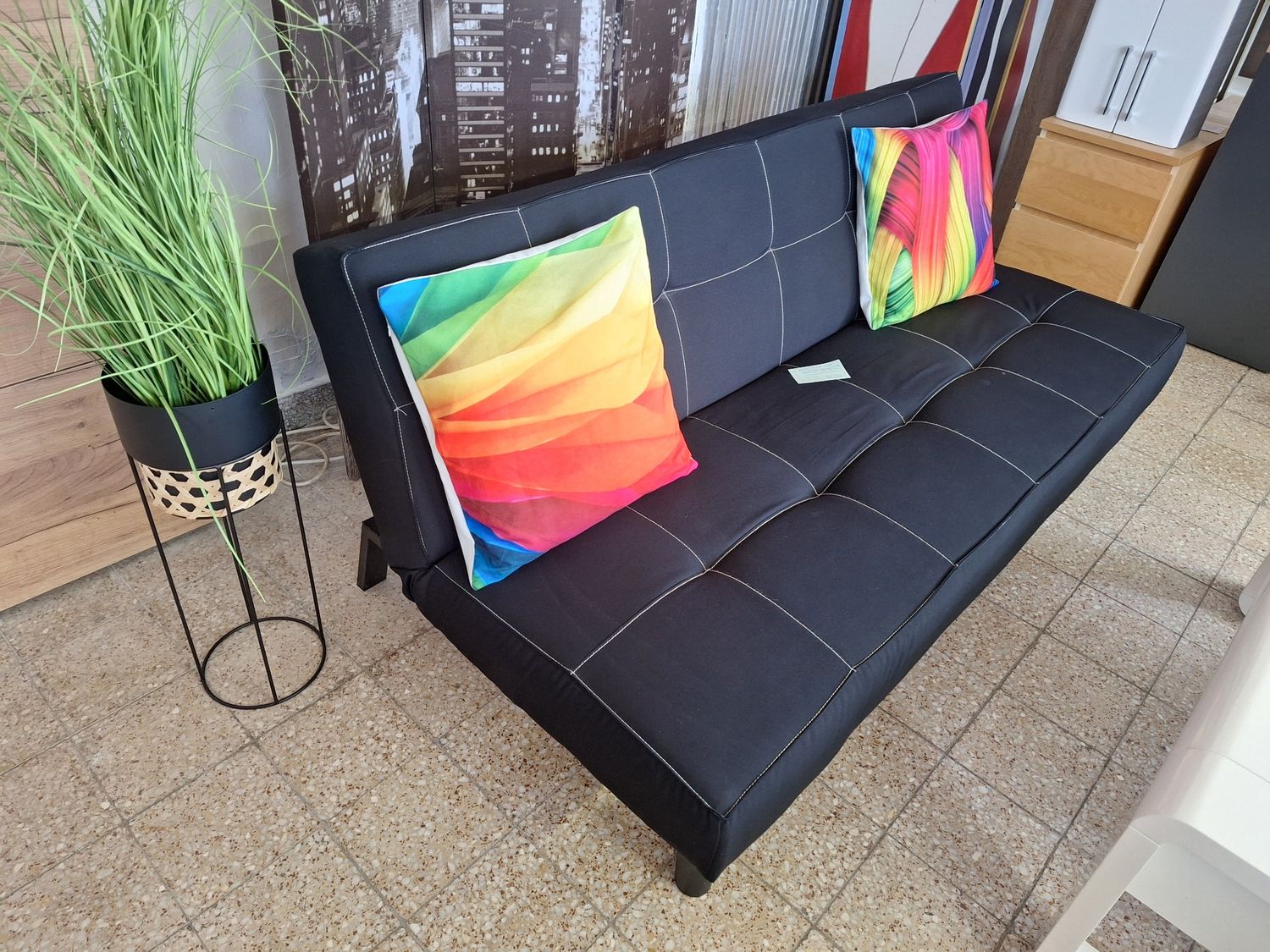 Ágyazható kanapé ágy 180x70cm szövet fekete