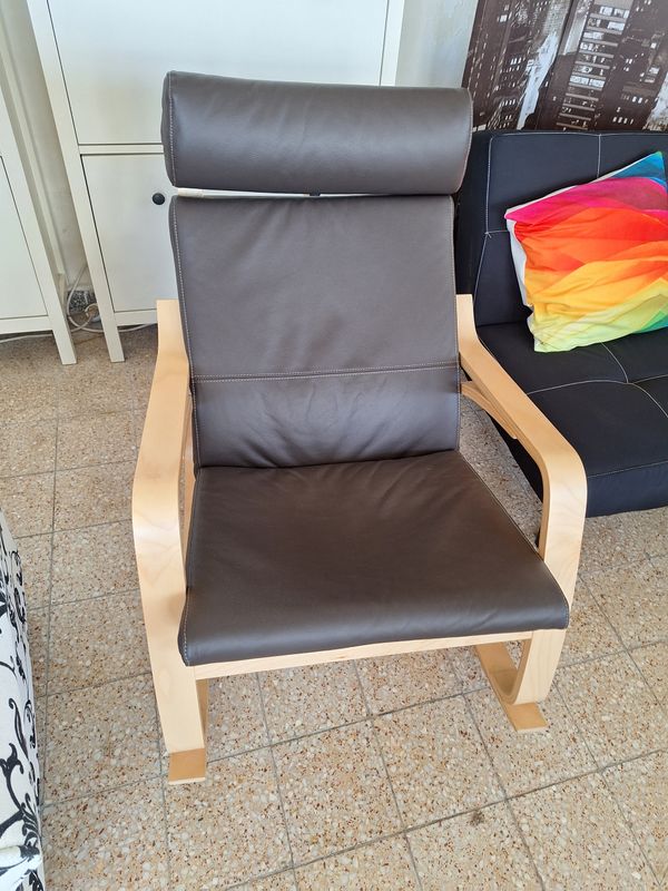 Ikeás eredeti bőr hintaszék fából