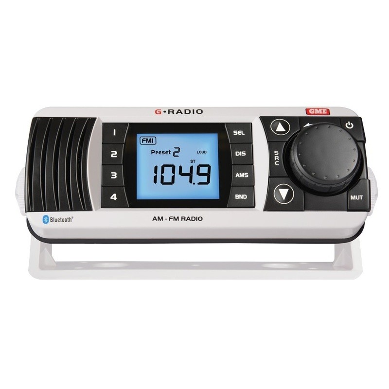 GME GR300BT AM/FM Marine Radio with Bluetooth - White