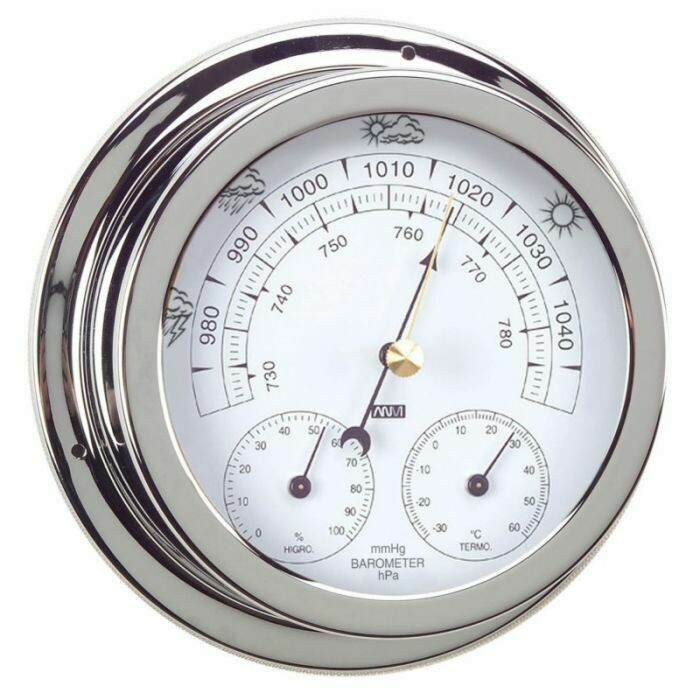 ANVI 32.0470 3-in-1 Barometer - Polished Brass &amp; Chromed - Low Altitude
