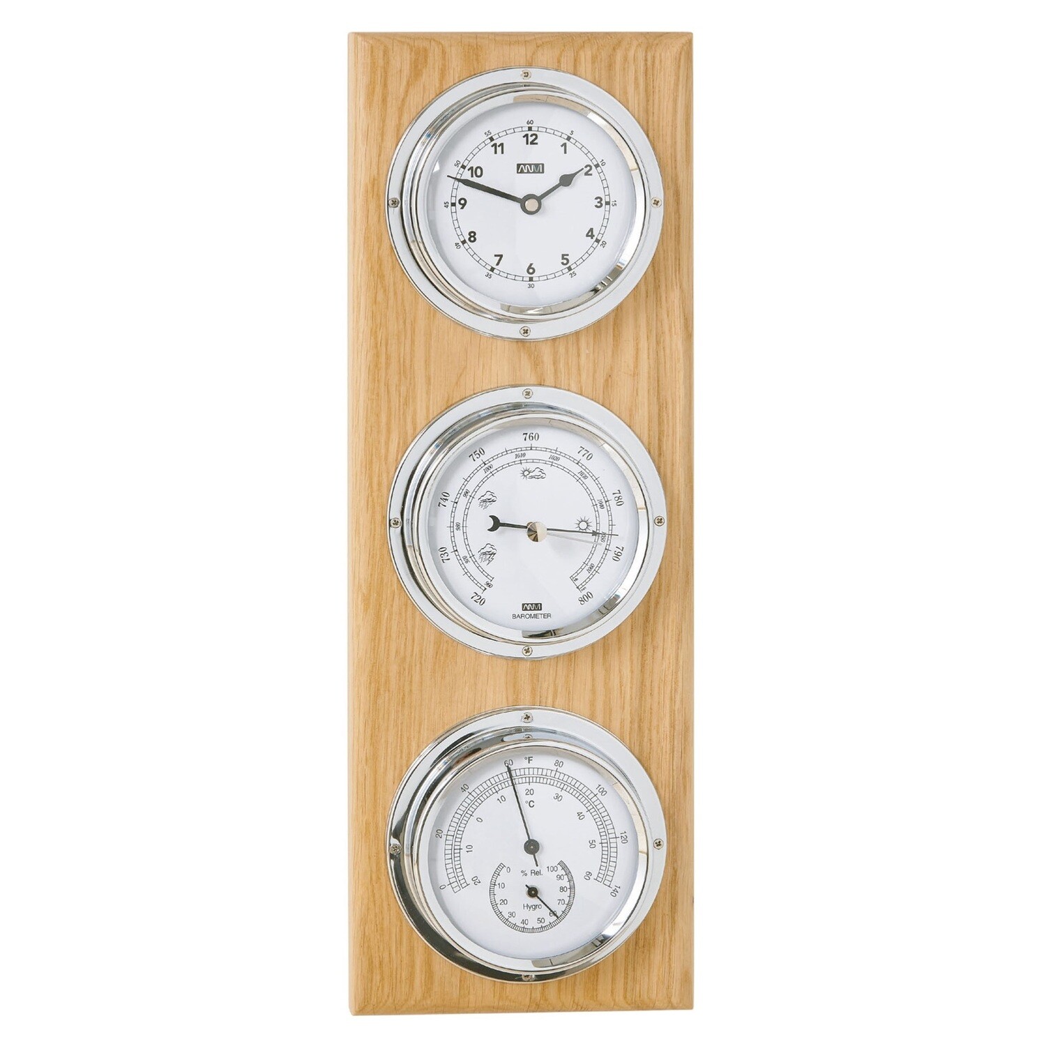 ANVI 4-in-1 Barometer - Chrome &amp; American Oak Wood - 30.3825