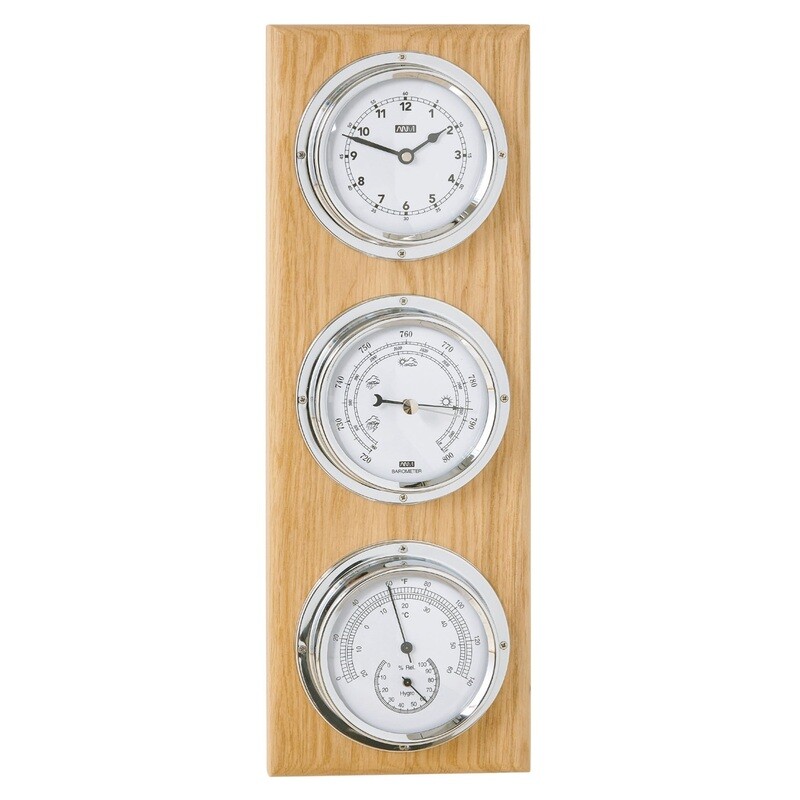 ANVI 4-in-1 Barometer - Chrome &amp; American Oak Wood - 30.3825