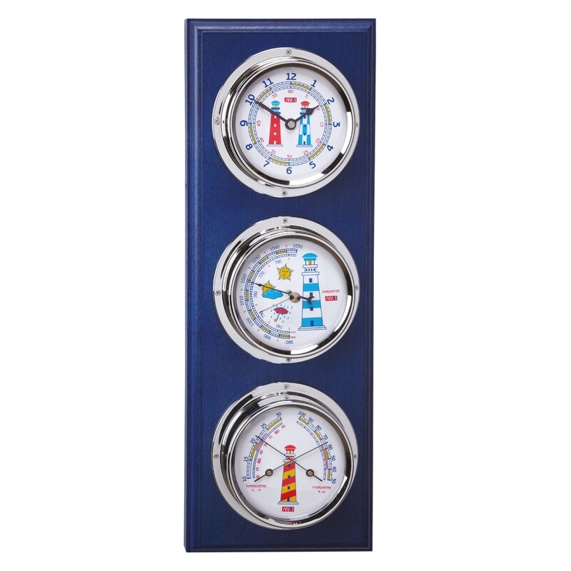 ANVI 4-in-1 Barometer - Chrome &amp; Blue Wood - 30.0820