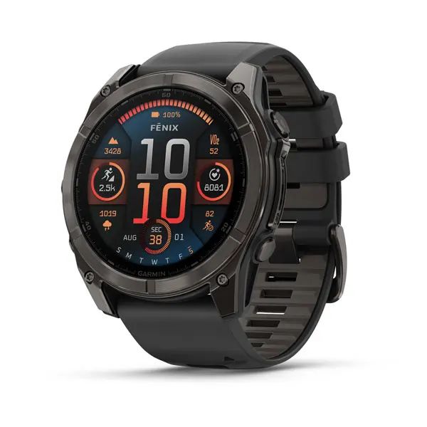 Garmin Fenix 8 – 51 mm AMOLED Sapphire, Carbon Grey DLC with Silicone Band
