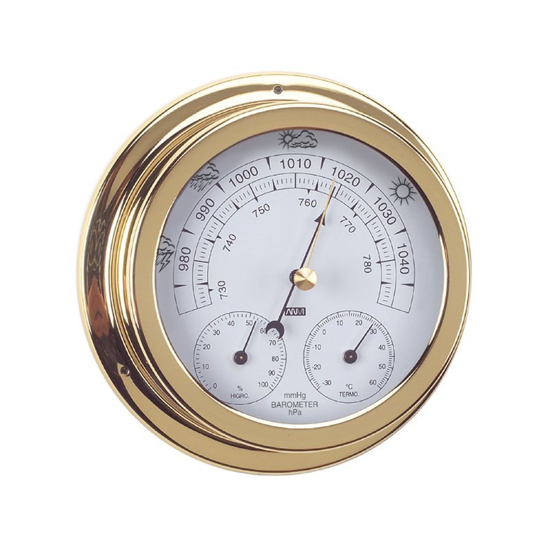 ANVI 32.0370 3-in-1 Barometer - Polished Brass &amp; Lacquered - Low Altitude