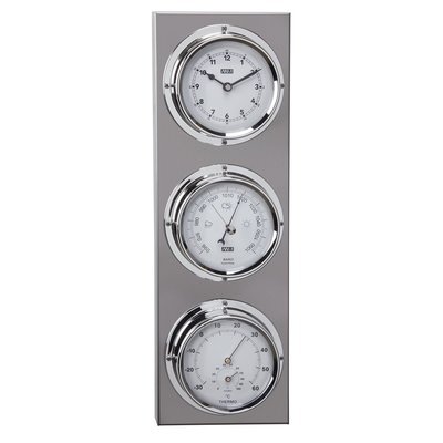 ANVI 29.0723 4-in-1 Barometer &amp; Clock - Stainless Steel - Low Altitude