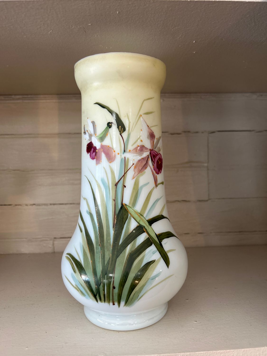 Antique Hand Painted Floral Vase Set