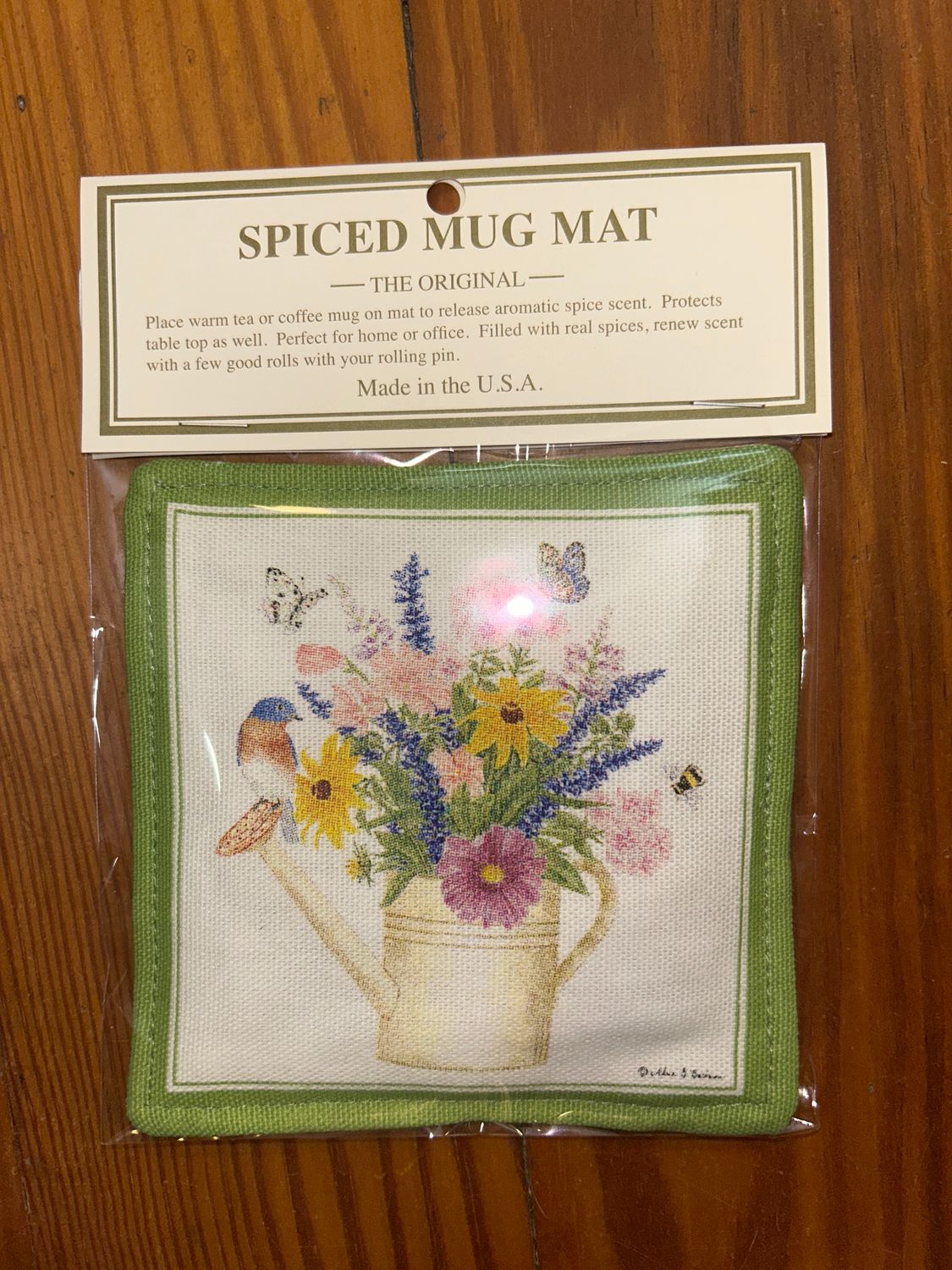 Single Spiced Mug Mat-Watering Can Bluebird