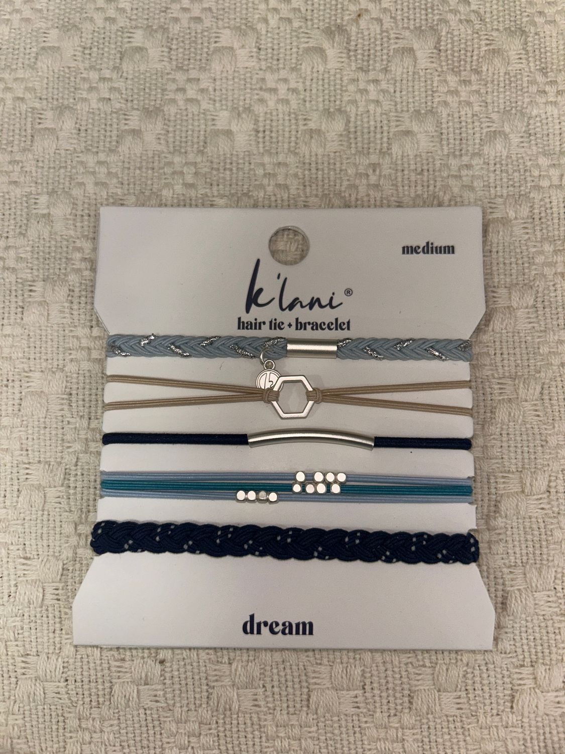 "Dream" Shades of Blue w/ Silver Accents Hair Tie Bracelets (med.)