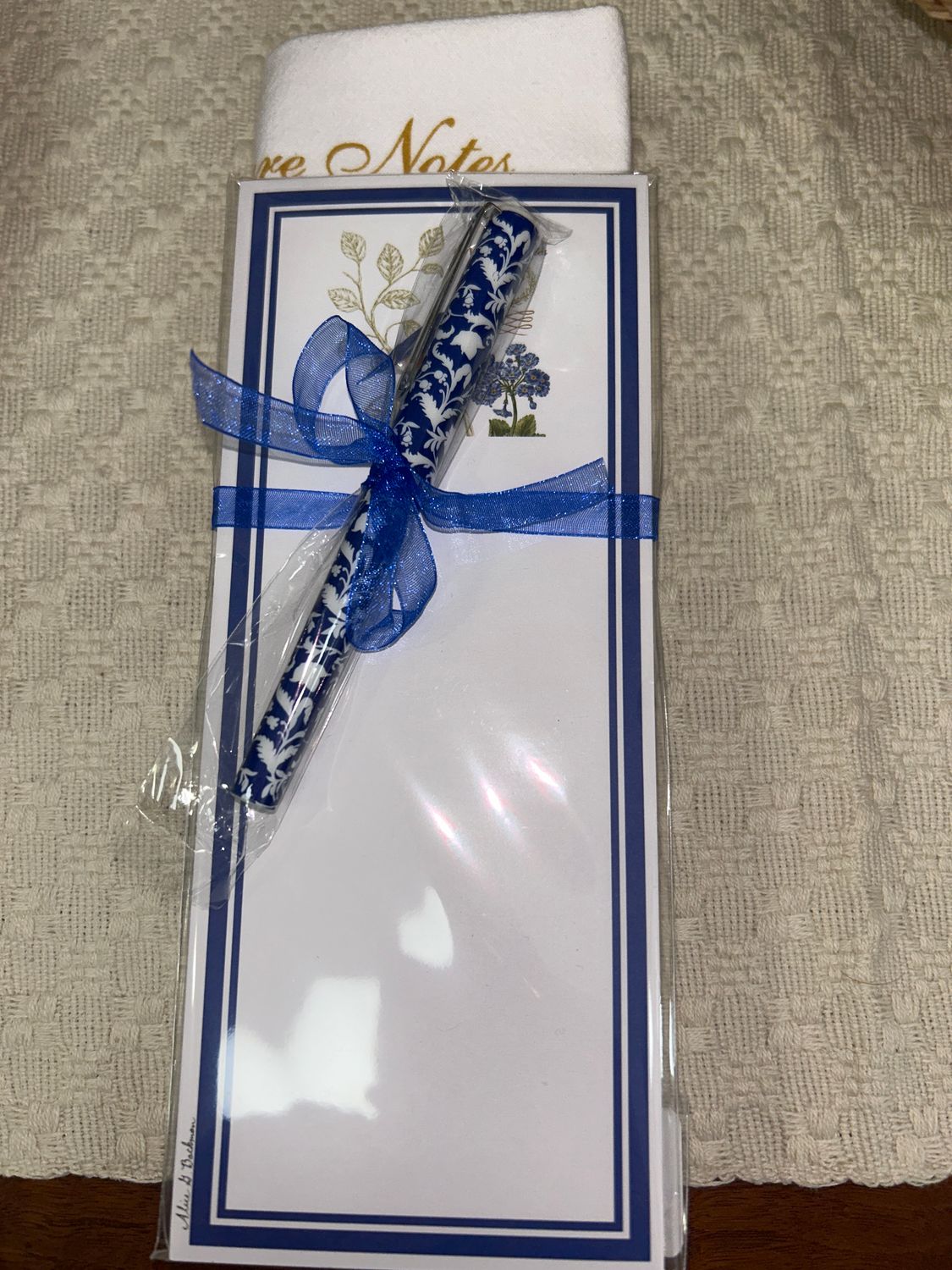 Flour Sack Towel &amp; Magnetic Note Pad Set-Bluebird