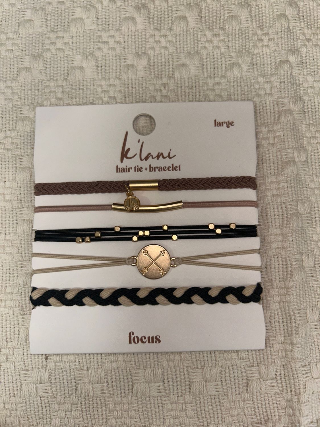 "Focus" Gold Arrow Charm Hair Tie Bracelets (lg)