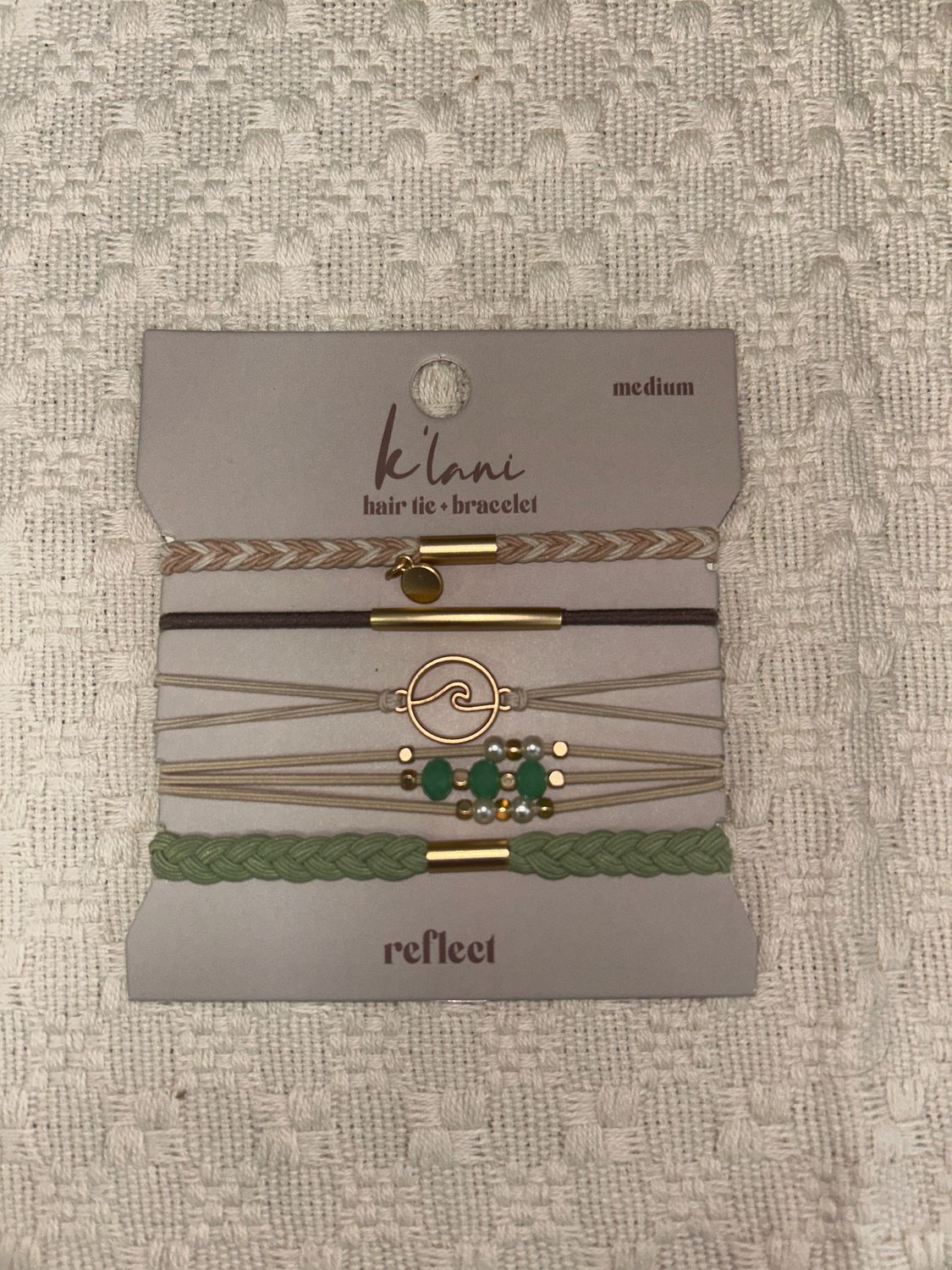 "Reflect" Gold Wave w/ Beachy Neutrals Hair Tie Bracelets (med.)
