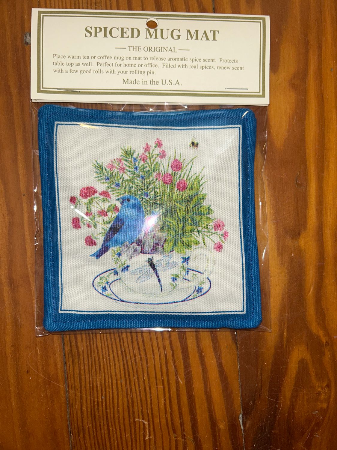 Single Spiced Mug Mat-Blue Bunting