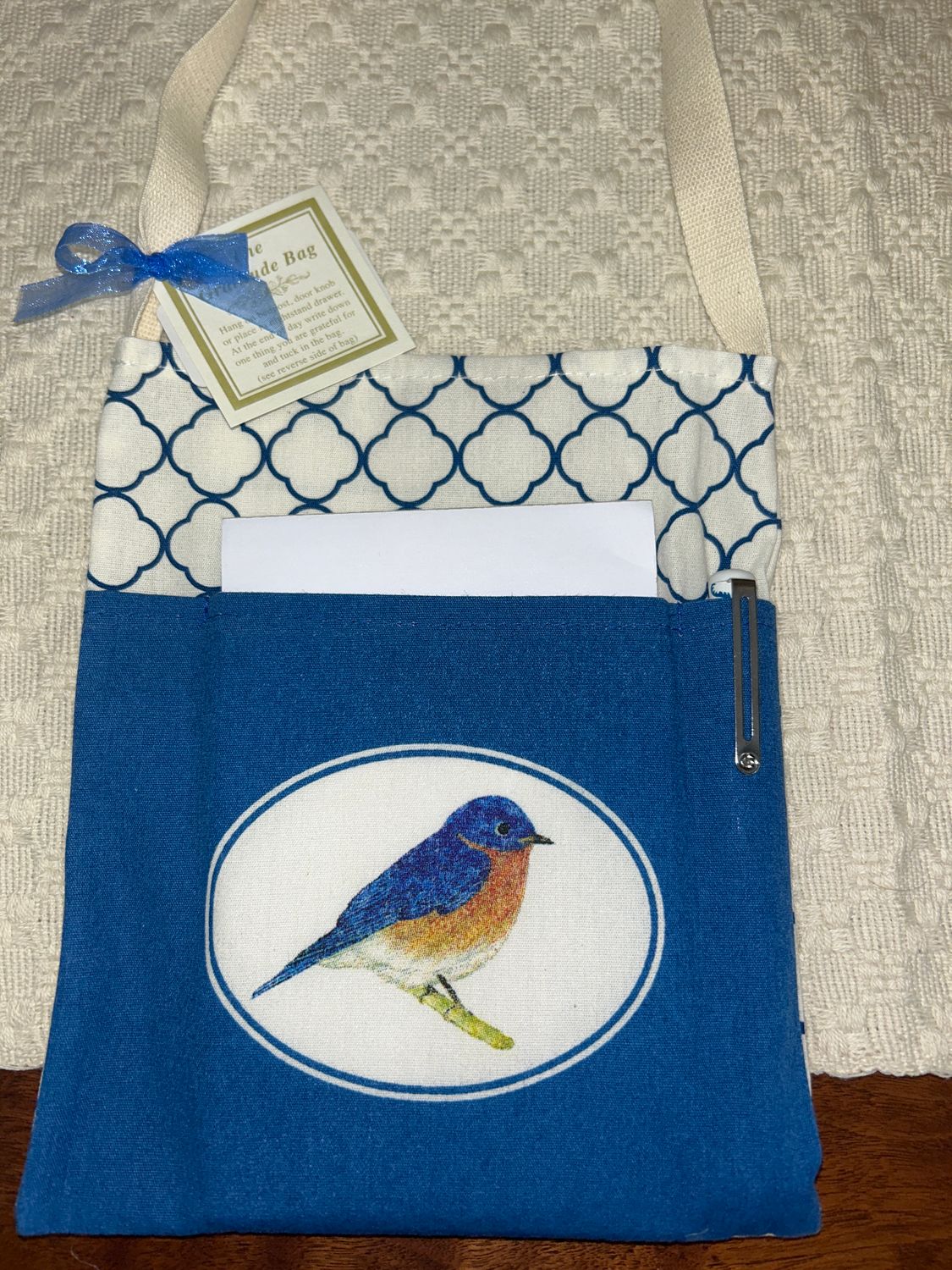 Gratitude Bag, Note Pad &amp; Pen- Bluebird