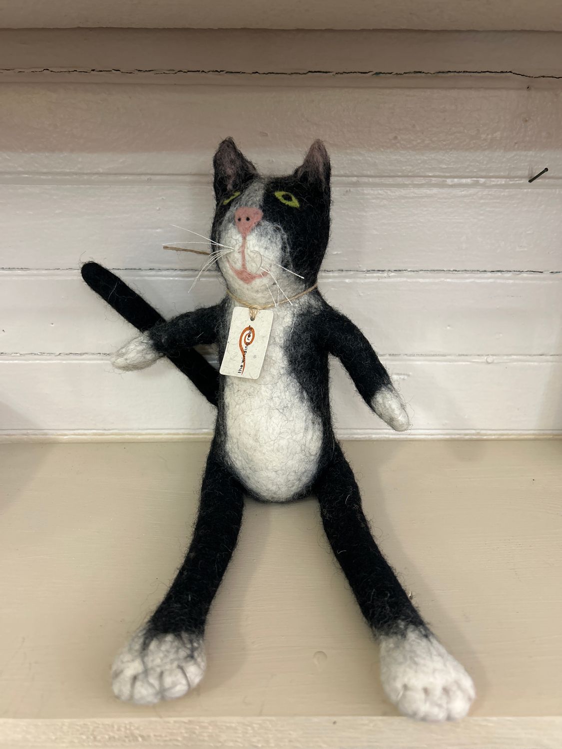 Med. Sitting Wool Tuxedo Cat