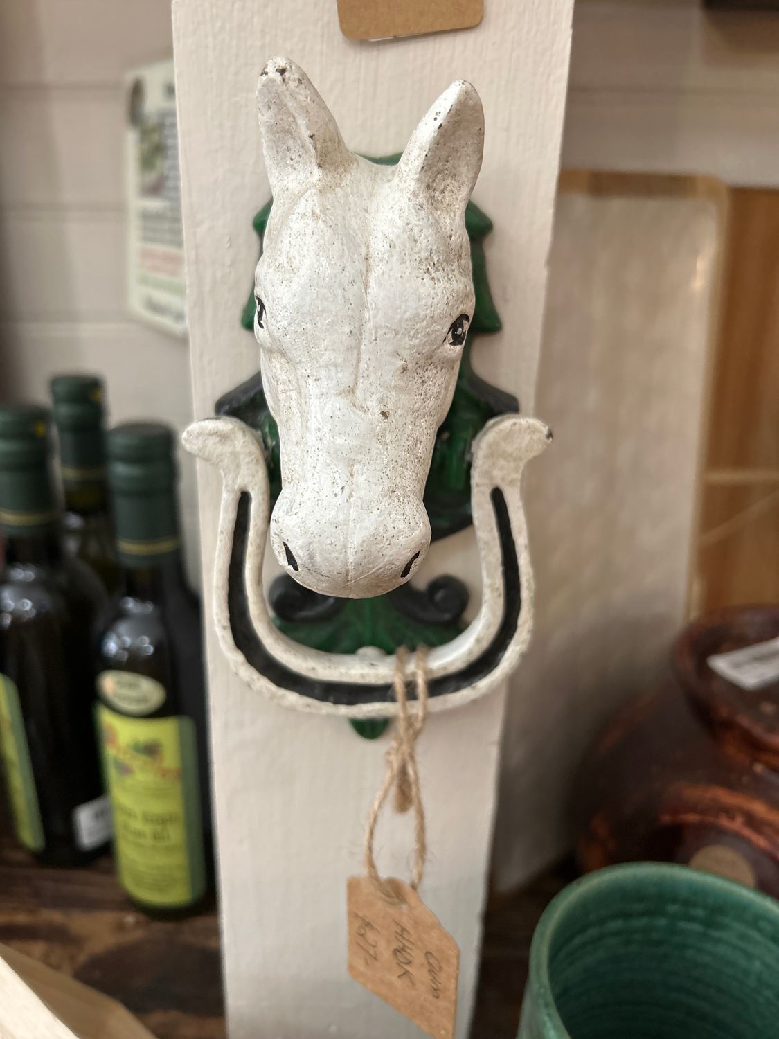 White Cast Iron  Horse Head Door Knocker
