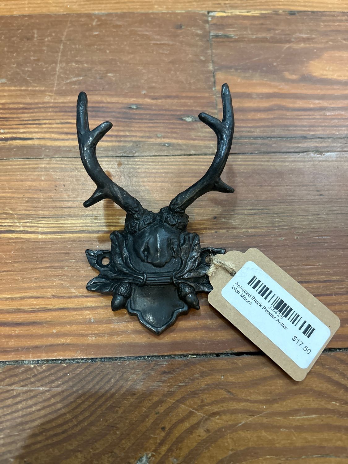Antiqued Black Pewter Antler Wall Mount