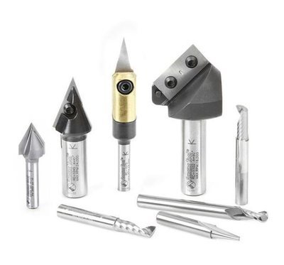 8-PC AMANA CNC SIGNMAKING STARTER ROUTER BIT SET - INDUSTRIAL 8-PC AMANA CNC SIGNMAKING STARTER ROUTER BIT SET - INDUSTRIAL