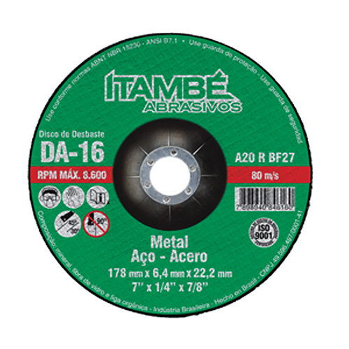DISCO DESBASTE ITAMBE 4.1/2&quot; X 7/8&quot; DA-16