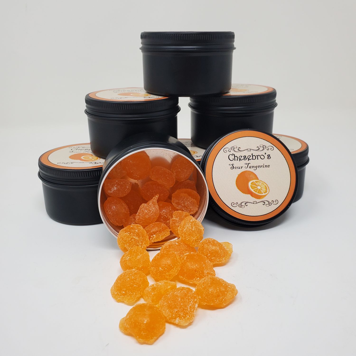 Chesebro's Sour Tangerine Hard Candy 3.0 oz Reusable Tin