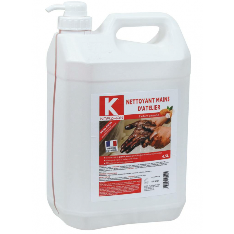 NETTOYANT MICROBILLES MAINS ATELIER ROUGE 4,5L avec Pompe