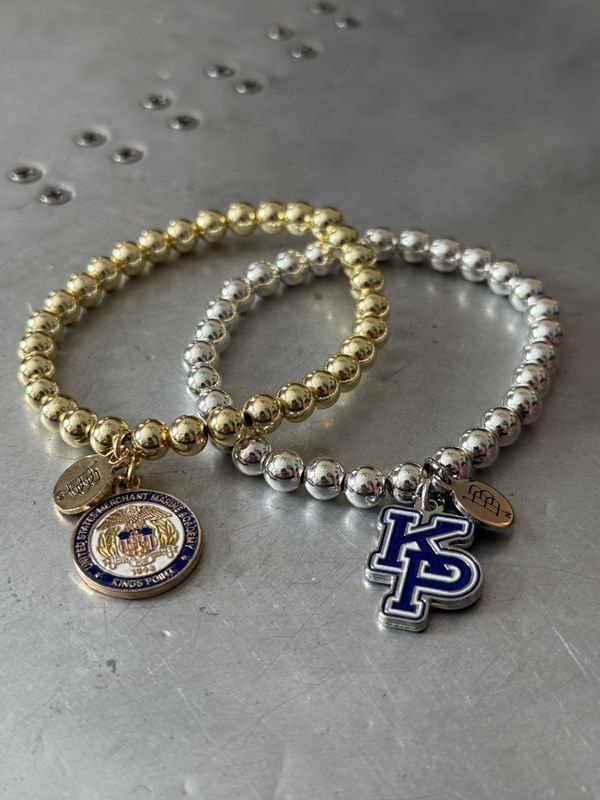 USMMA Gold Medallion Maxi Stretchy Beaded Bracelet - from Bourbon &amp; Bowties