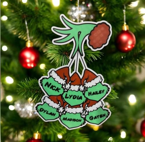 Personalized Grinch family Ornament 1-6 heads