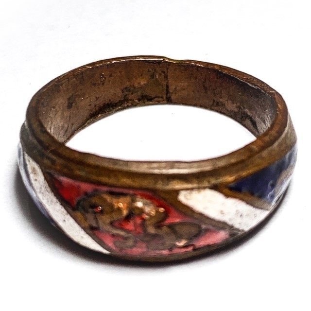 Hwaen Arahang Nuea Tong Daeng Long Ya Tong Chart 2495 BE 1.7 Cm Ring of Protection Luang Por Jong Wat Na Tang Nork