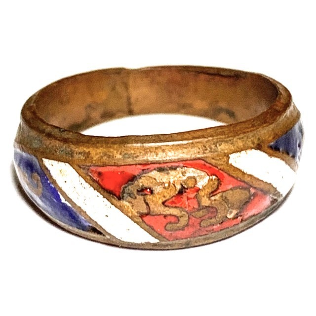 Hwaen Arahang Nuea Tong Daeng Long Ya Tong Chart 2495 BE 1.7 Cm Ring of Protection Luang Por Jong Wat Na Tang Nork