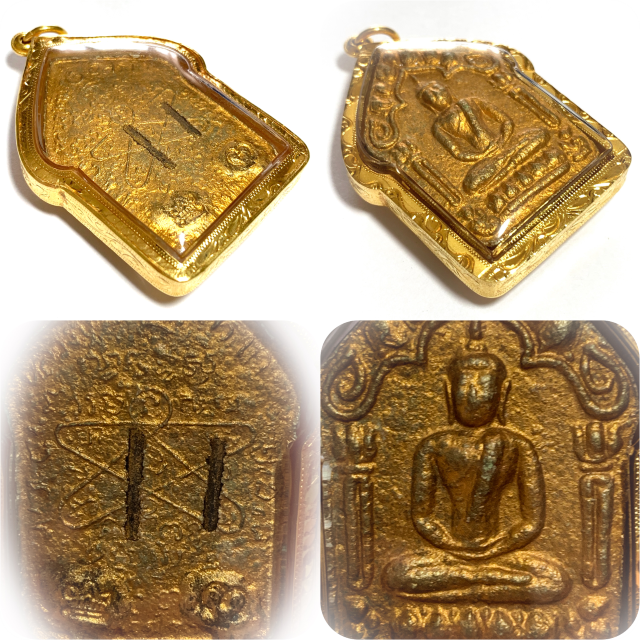 Khun Phaen Prai Kumarn Nuea Khaw Hniaw Sukh Ta Bronze Takrut Sariga Code Sala Code 3 Gold Casing & Certificate Luang Phu Tim Free EMS