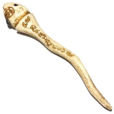 Look Nam Asuji Spermatozoa Fertility &amp; Prosperity Charm Khom Spell Inscriptions Carved Elephant Bone Gemstone Eyes LP Pina Free EMS