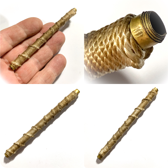 Takrut Tong Lueang Mad Chueak 4.2 Inches Yantra Scroll Spellbound with Sincana Cords Luang Por Mui Wat Don Rai