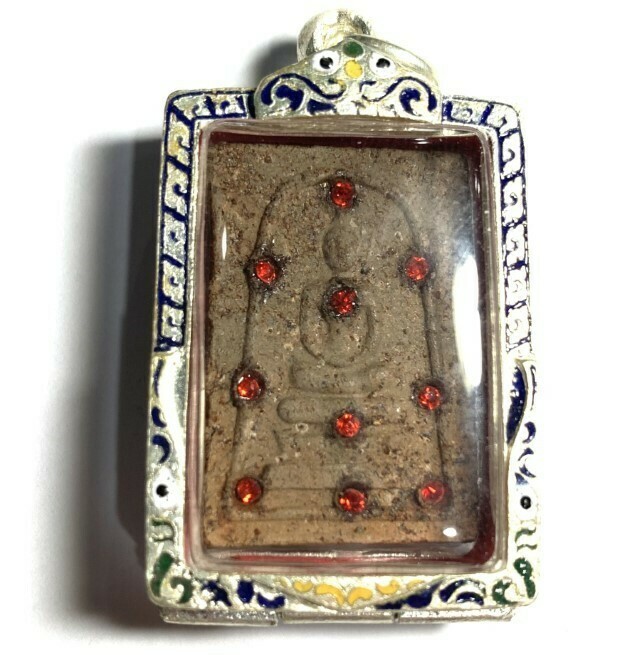 Pra Somdej Pim Yai Fang Ploi Sek Hlang Yant Noon Nuea Pong Asupa 10 Gemstones Luang Por Pina Free Silver Casing &amp; EMS