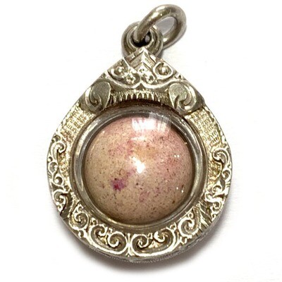 Look Om Pong Yant Grao Paetch Nuea Chompoo 2460 BE Pink Diamond Armour Powder Ball Silver Casing LP Parn Wat Bang Nom Kho