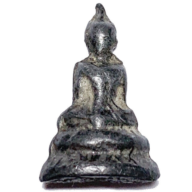 Praput Chin Dtakua Pim Sorng Hnaa Fang Khiaw Hmaa Pha 2460 BE Alchemical Mercurial Alloy with Wolf Tooth Insert Luang Por Dam Wat Kuti