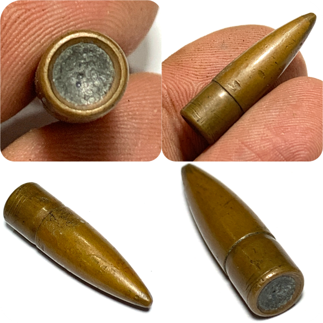 Hua Look Grasun Gan Pai 9mm Bullet Invincibility Spell 3 Cm Luang Por Guay Wat Kositaram