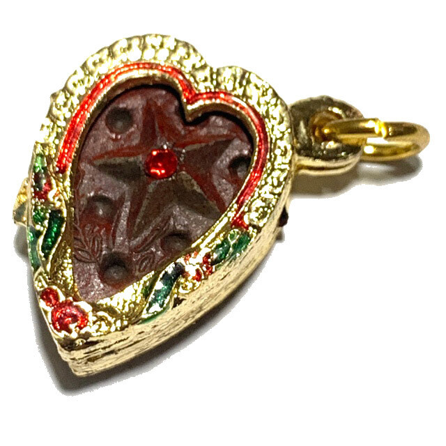 Daw Nai Pan Nai Pon Pim Lek 5 &amp; 8 Pointed Pentacle Original Temple Heart Shape Casing Luang Por Pina Wat Sanom Lao Free EMS