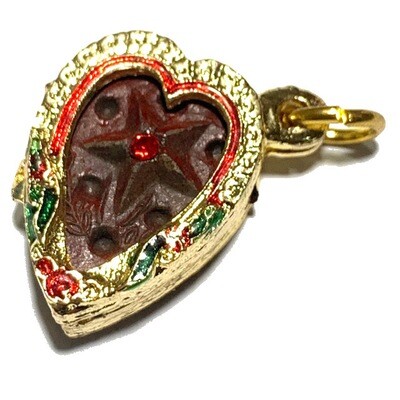 Daw Nai Pan Nai Pon Pim Lek 5 &amp; 8 Pointed Pentacle Original Temple Heart Shape Casing Luang Por Pina Wat Sanom Lao Free EMS