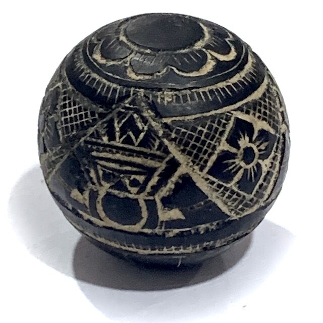 Kot Kala Pra Rahu Mai Mee Ta Eyeless Coconut Shell with Magic Bead Rattle Bucha Kroo LP Noi - LP Pin Wat Srisa Tong