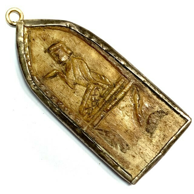 Pra Pratan Porn Carved Ivory Buddha with Nang Kwak Year of the Snake Original Silver Frame Luang Por Derm Wat Nong Po