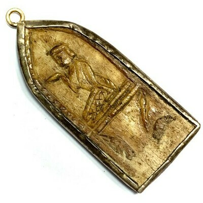Pra Pratan Porn Carved Ivory Buddha with Nang Kwak Year of the Snake Original Silver Frame Luang Por Derm Wat Nong Po