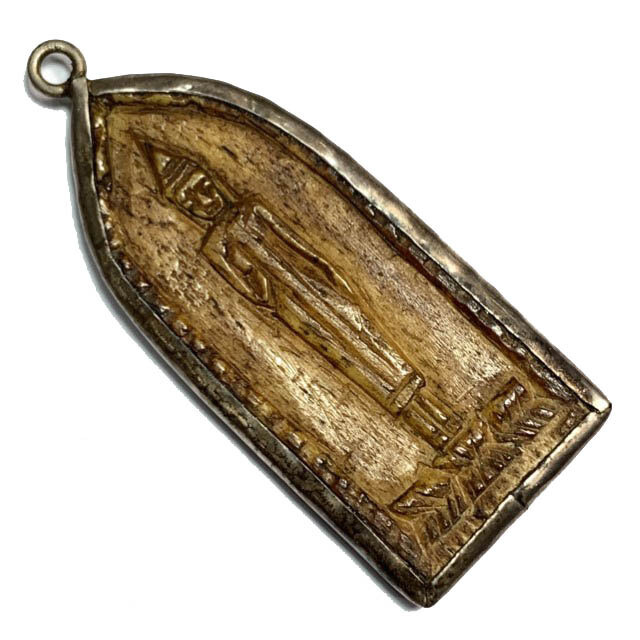 Pra Pratan Porn Carved Ivory Buddha with Nang Kwak Year of the Snake Original Silver Frame Luang Por Derm Wat Nong Po