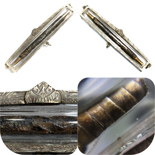 Takrut Maha Solos Mongkol 2430 BE Solid Silver 4 Inches Old Silver Casing Free EMS Luang Phu Iam Wat Sapan Sung
