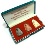 Pra Chud Luang Por Tuad  Ongk Kroo Amulet Gammagarn Set 2543 BE  3 Gold Takrut Wat Prasat 108 Monks Blessing