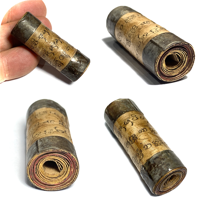Takrut Bai Lan Hum Ngern Sacred Parchment Yantra Scroll Spell Lanna Agkhara Inscriptions Kroo Ba Wang Wat Ban Den
