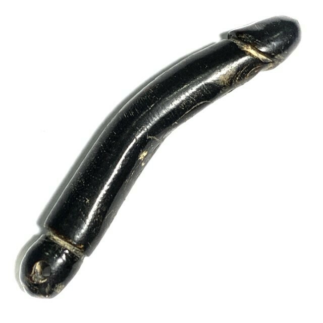 Palad Khik Nuea Galabangha Dam Sacred Black Coral Lingam Amulet Hand Inscriptions Luang Por Yid Wat Nong Jork